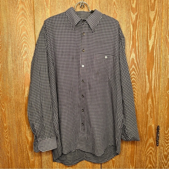 scott barber Other - Scott Barber Mens Shirt Size XL Purple Check Long Sleeve Button Down 100% Cotton